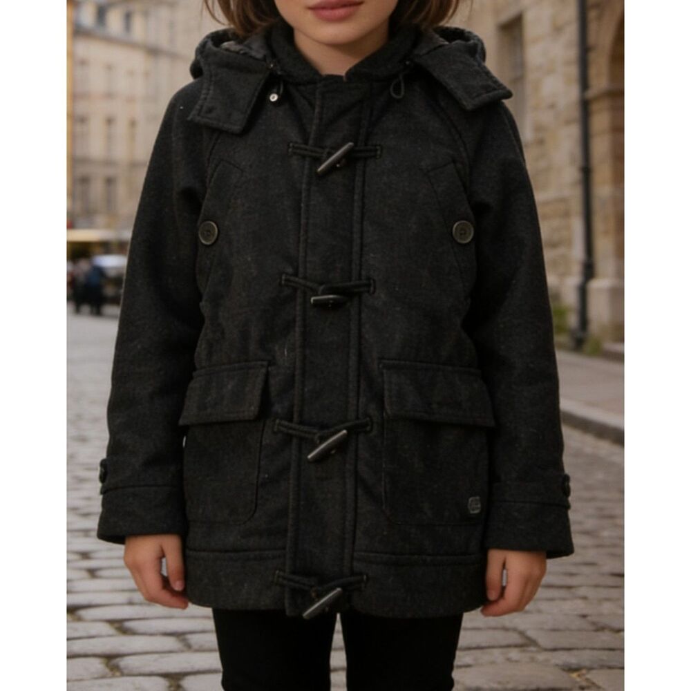 Sportier Black Coat with Zippered Hood